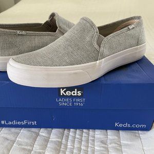 NEW IN BOX - Women's Keds Double Decker Woven Slip On in Heather Grey Size 6.5m